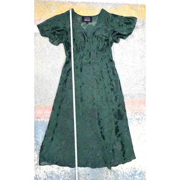 Anna Sui x Modcloth Womens Fairycore‎ Floral Green Sheer Size 2 Mesh Midi Dress - Picture 13 of 13